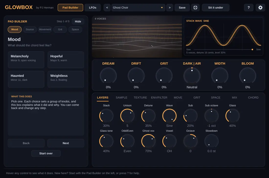 Glowbox plugin window