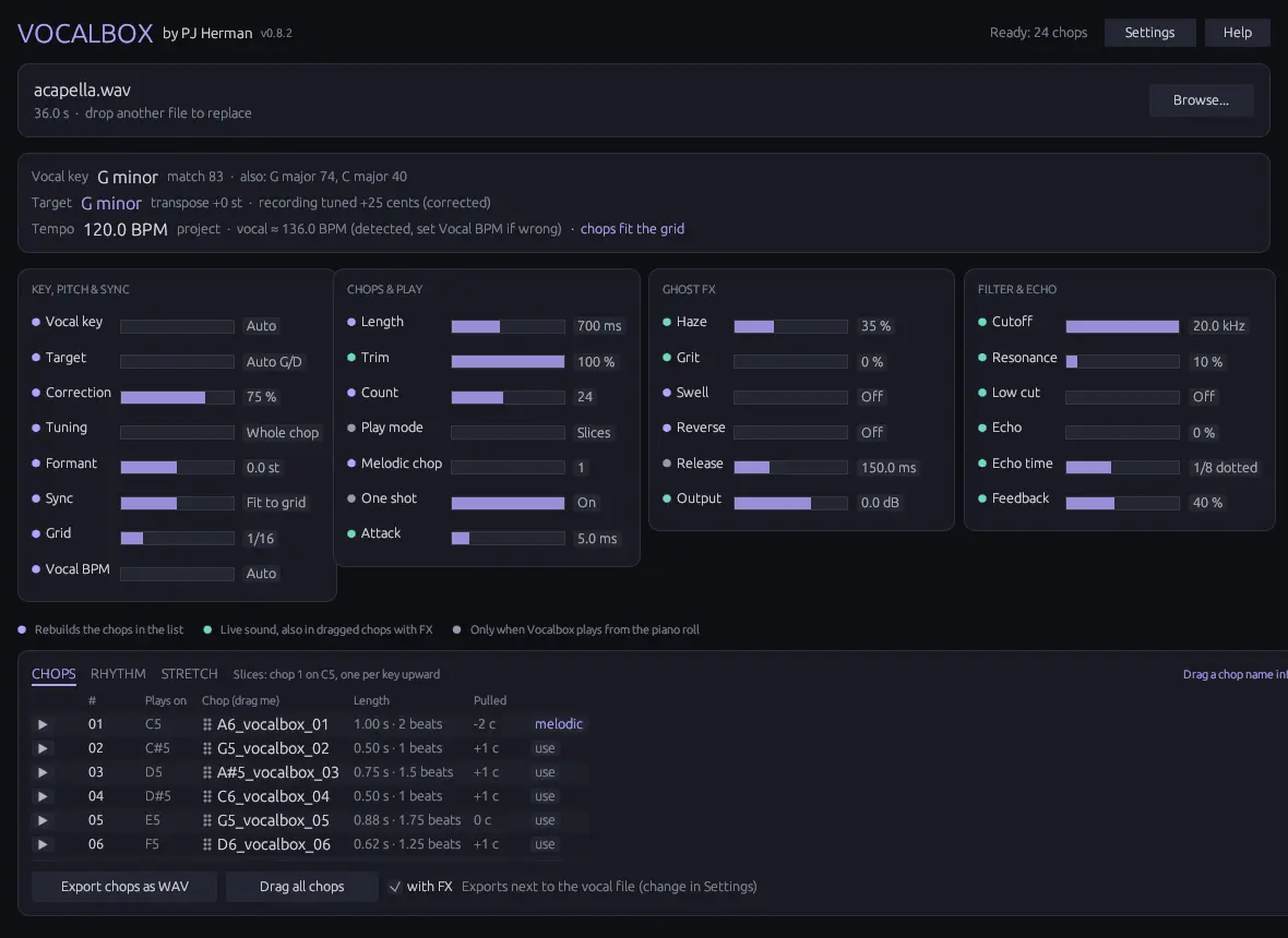 Vocalbox plugin window